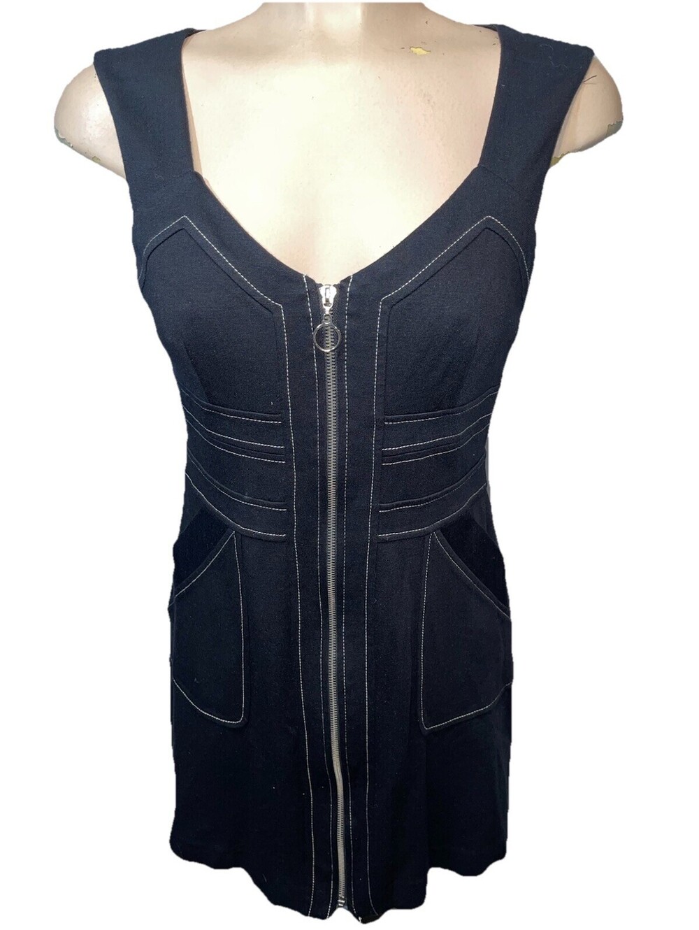 Laundry Shelli Segal Dress Women’s Size 4 Black Ponte Knit Utility Pockets